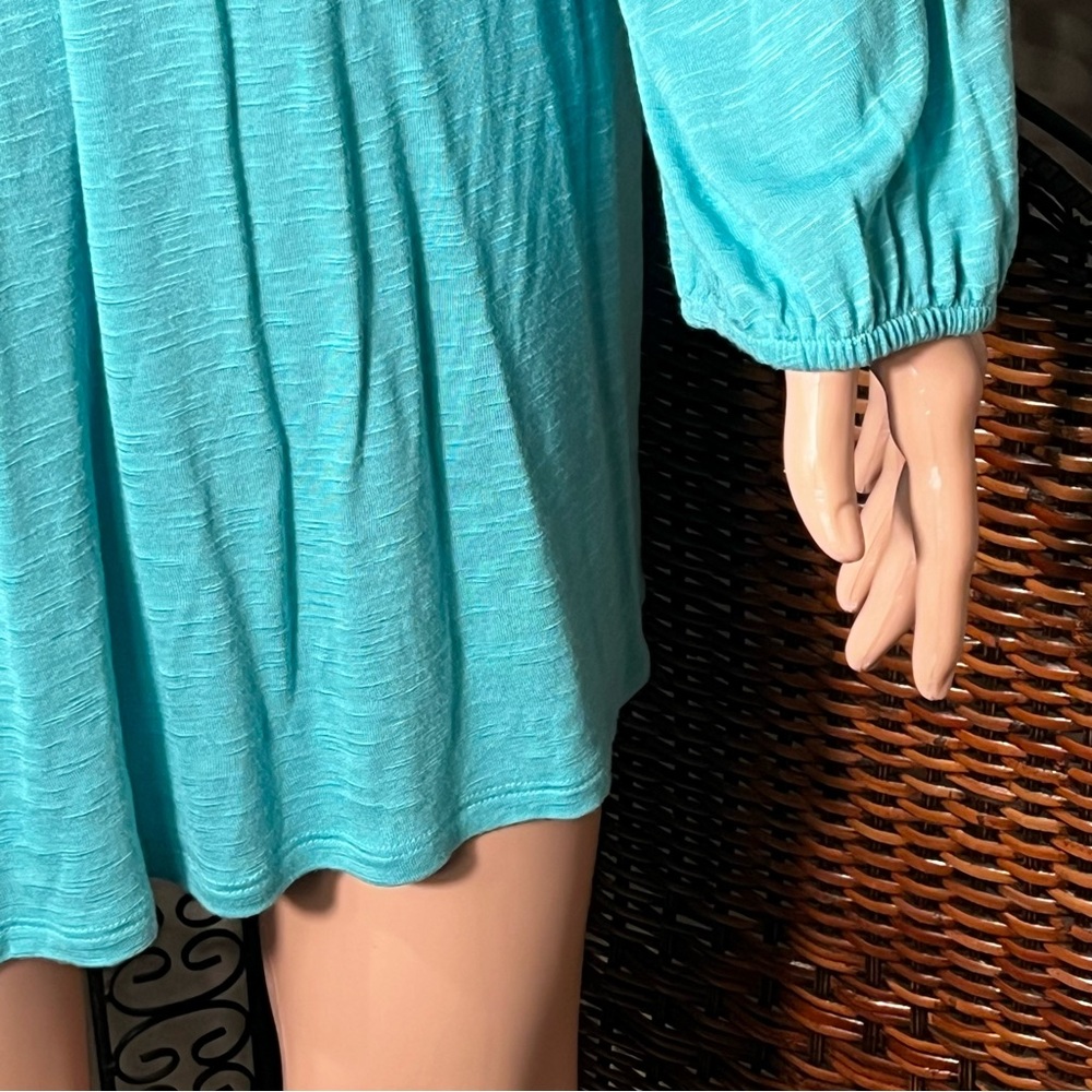Apt 9 Green Womens Boho Shirt 2X Appliqué Around Neckline Elastic Sleeves Cute - Picture 6 of 6